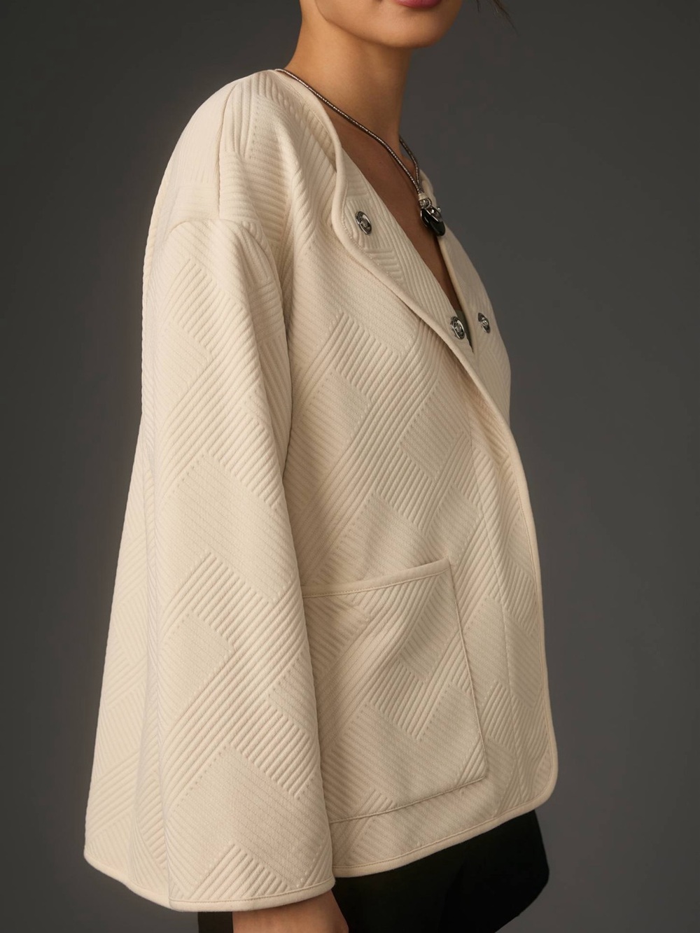 NWT Anthropologie Sanctuary Shacket Textured Cardigan Cream M/L L/XL oversized